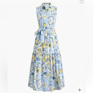NWT J. Crew Factory collared midi dress (color: white brilliant ocean multi pt)